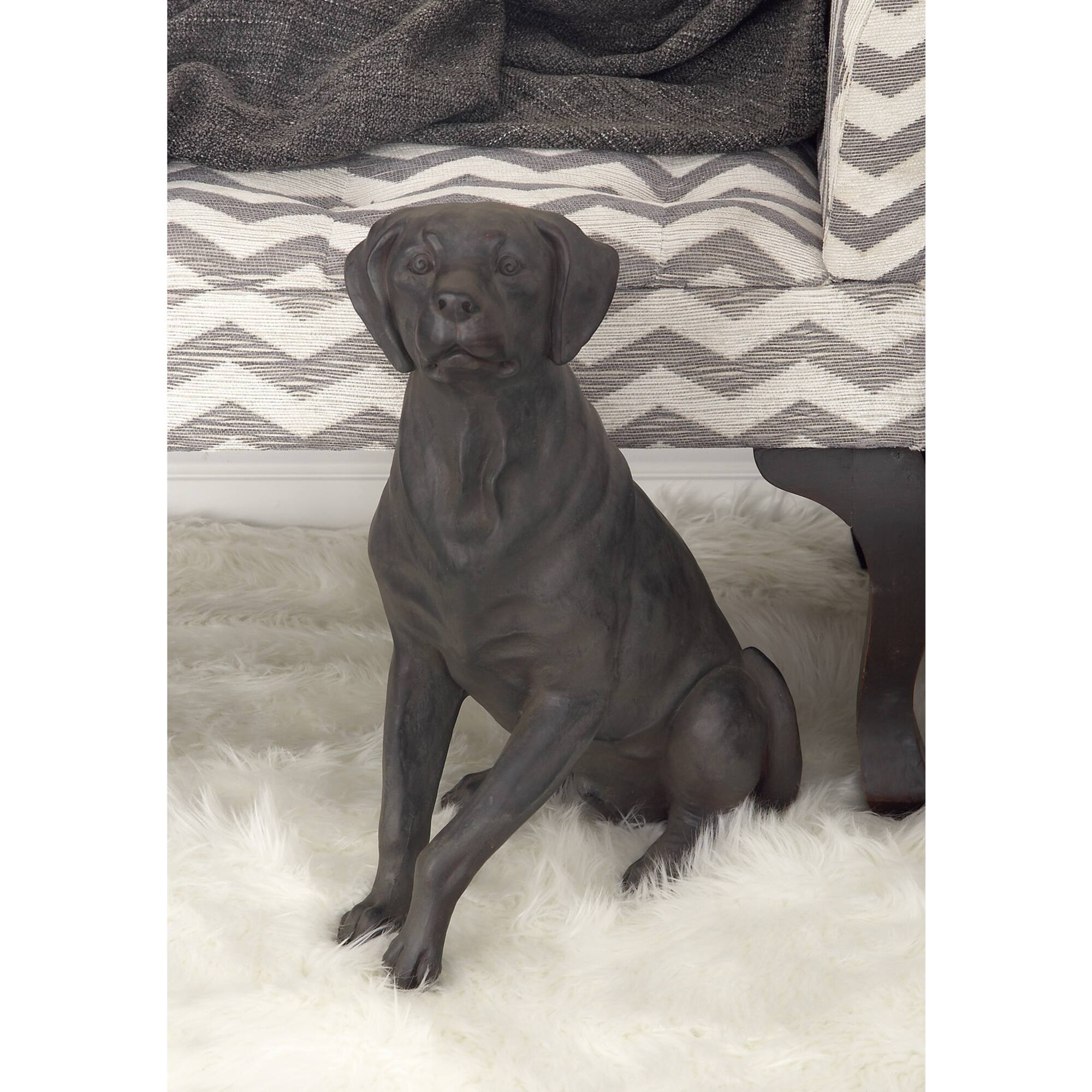 20" Brown Traditional Polystone Dog Sculpture